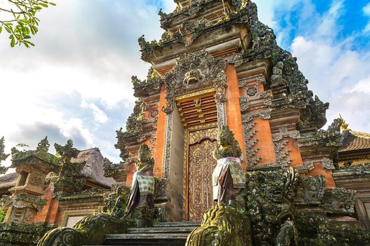 a building in a temple with statues on it