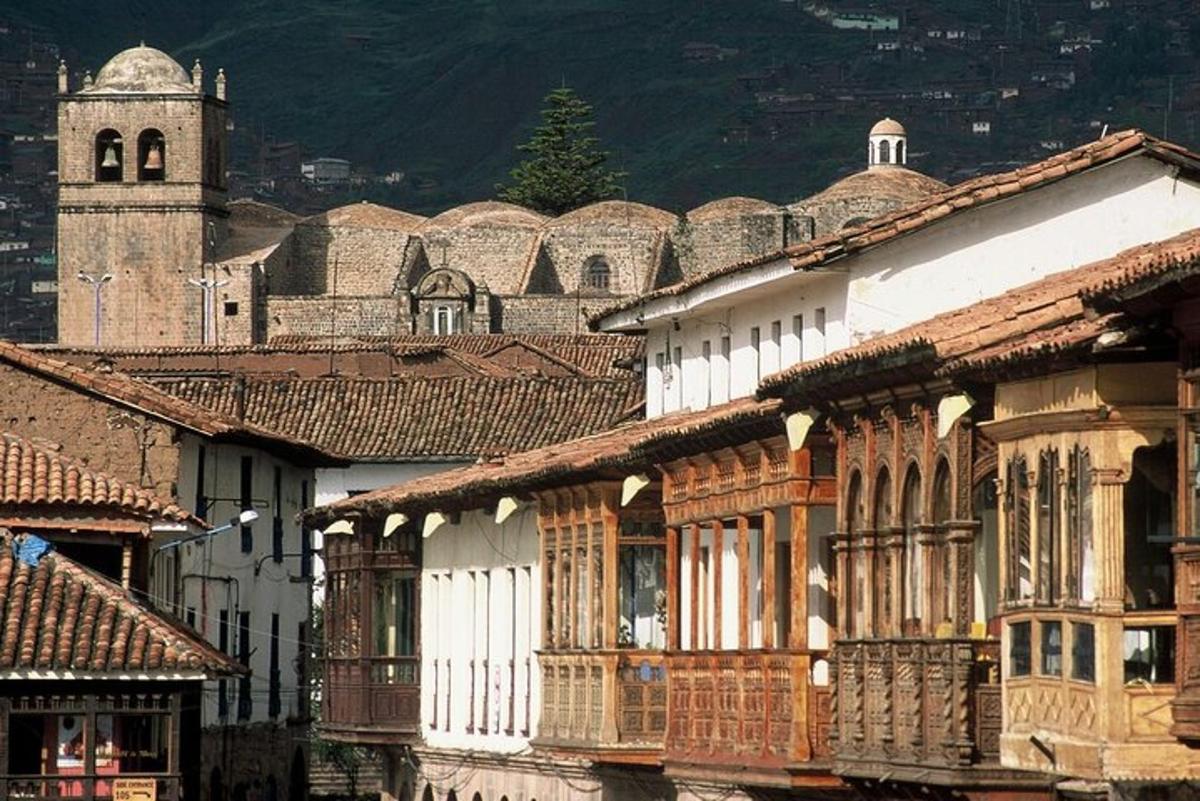 un grup d'edificis amb una església al fons