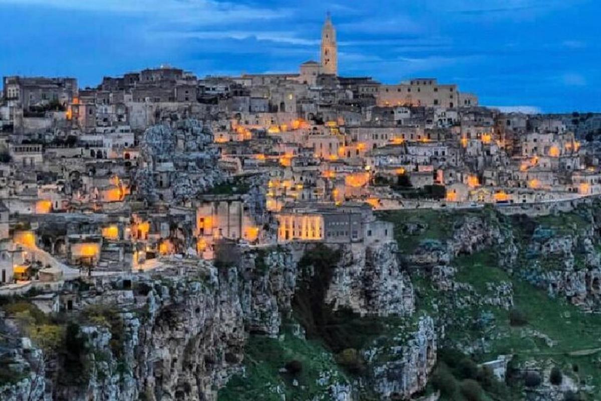 a view of the city of positano at night