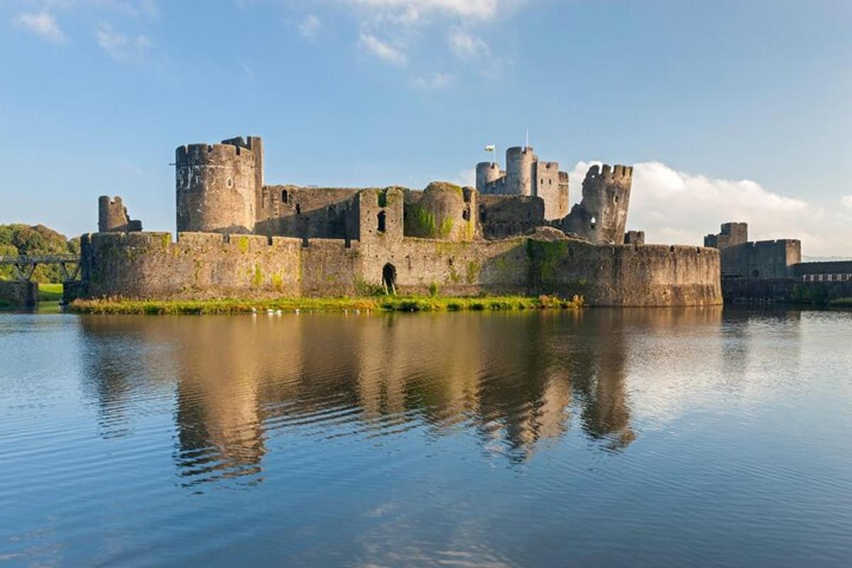 a castle on an island in a body of water