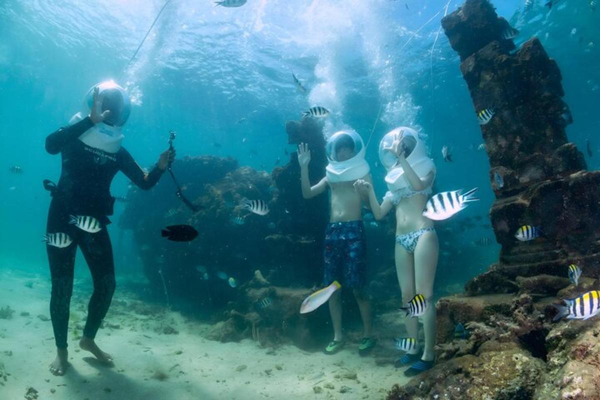 Un grupo de personas mirando peces en un acuario.