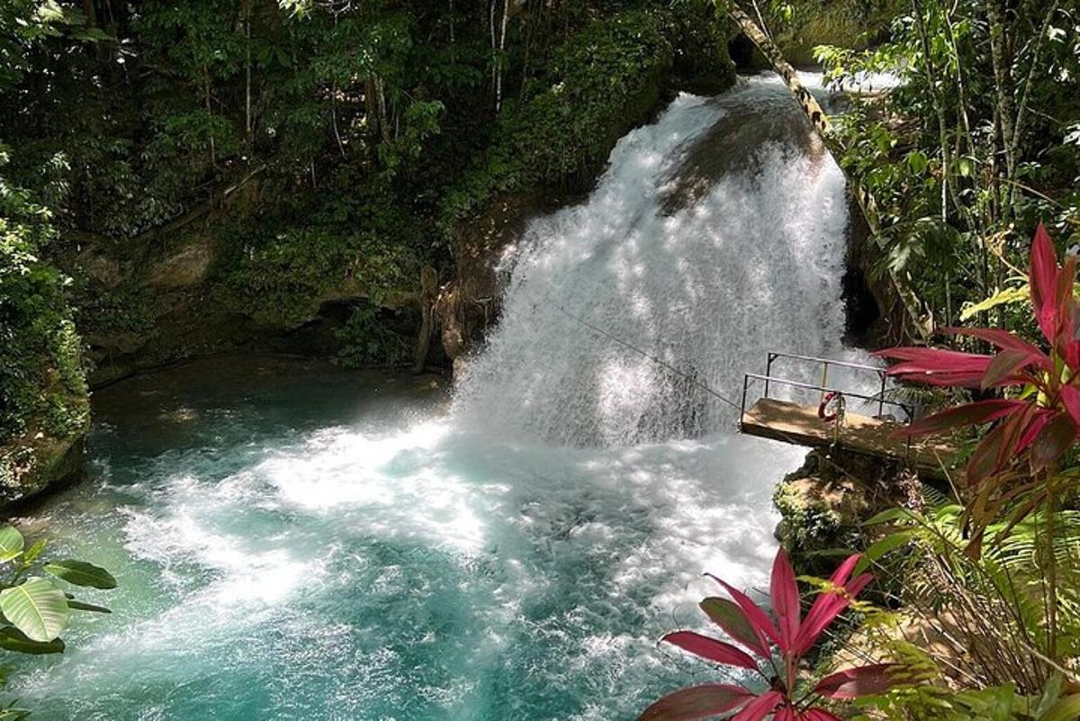uma cachoeira no meio de um rio