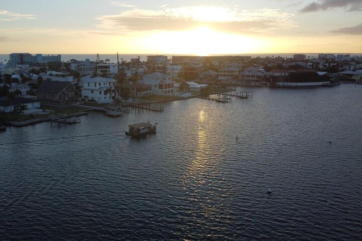 an aerial view of a large body of water