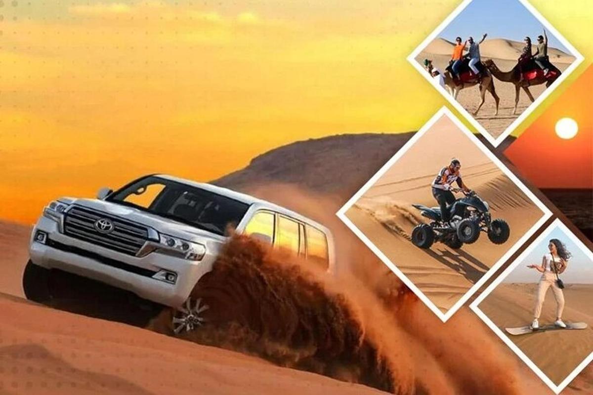 a collage of pictures of a truck in the desert