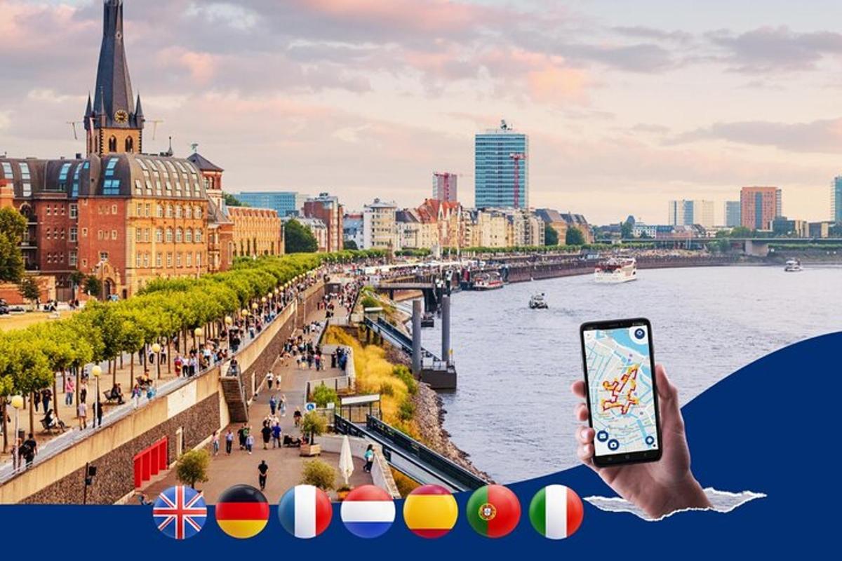 una persona che scatta una foto di una città con un cellulare