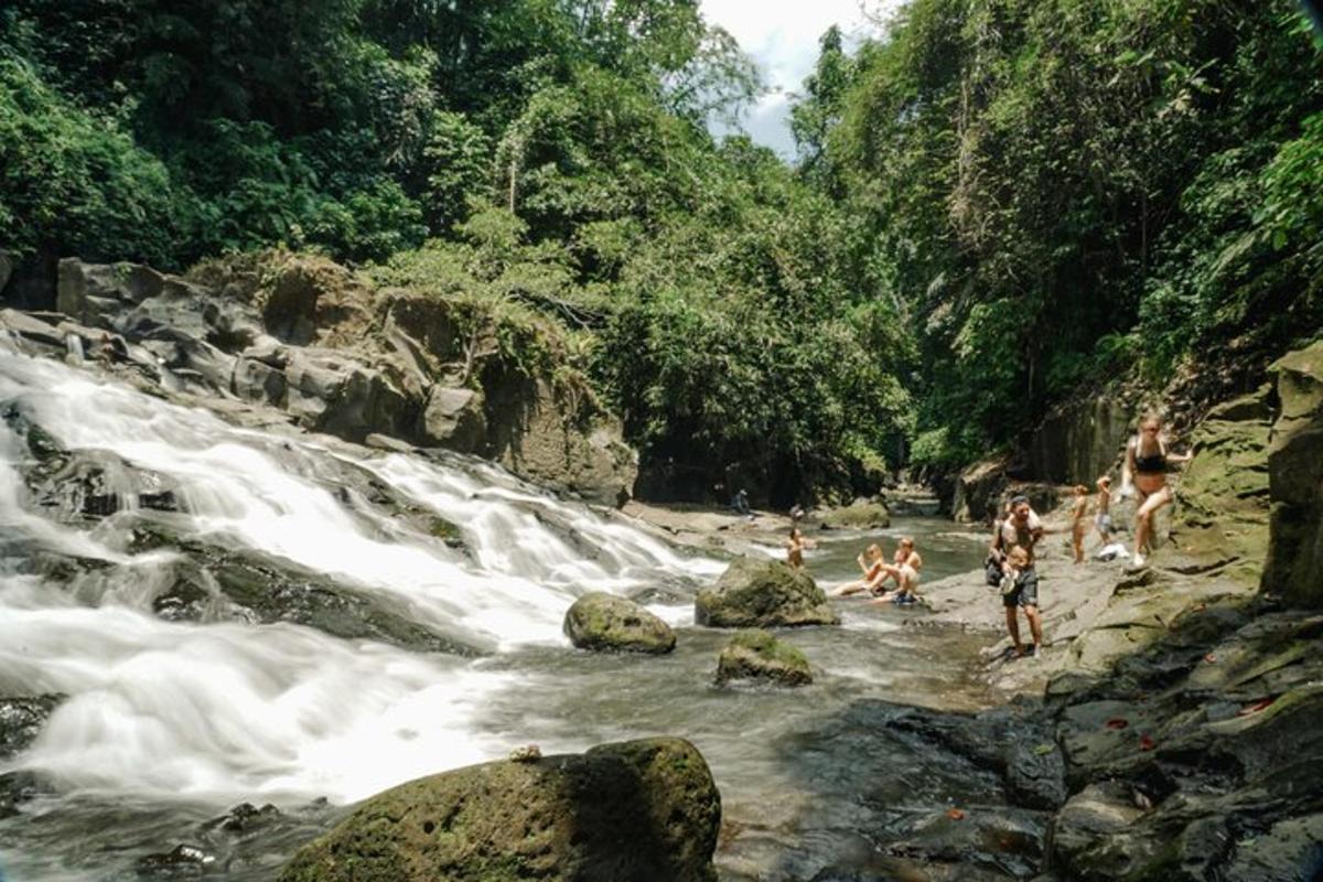sekumpulan orang berenang di sungai