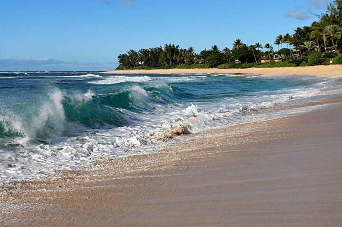 una platja amb una onada a l'oceà