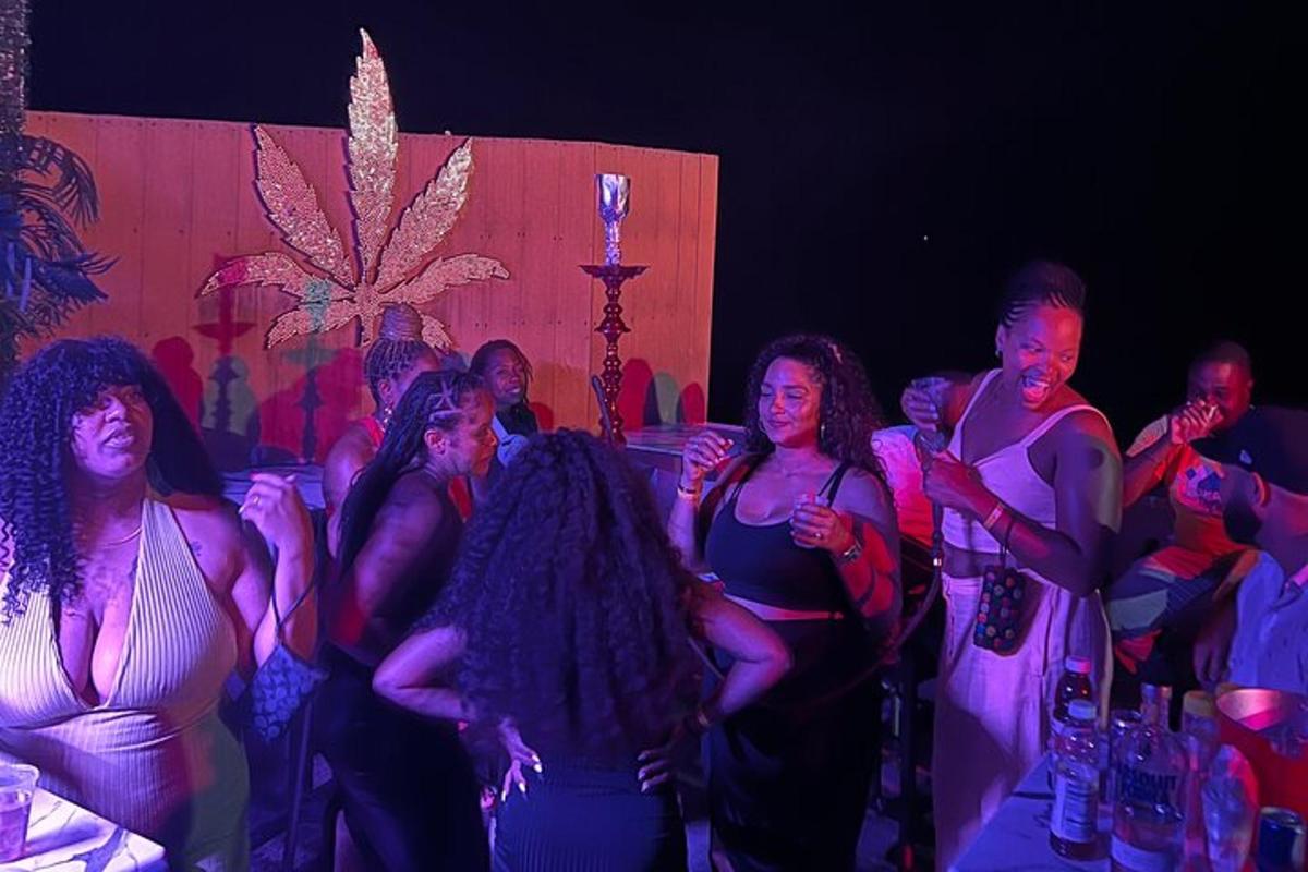 a group of women standing at a party