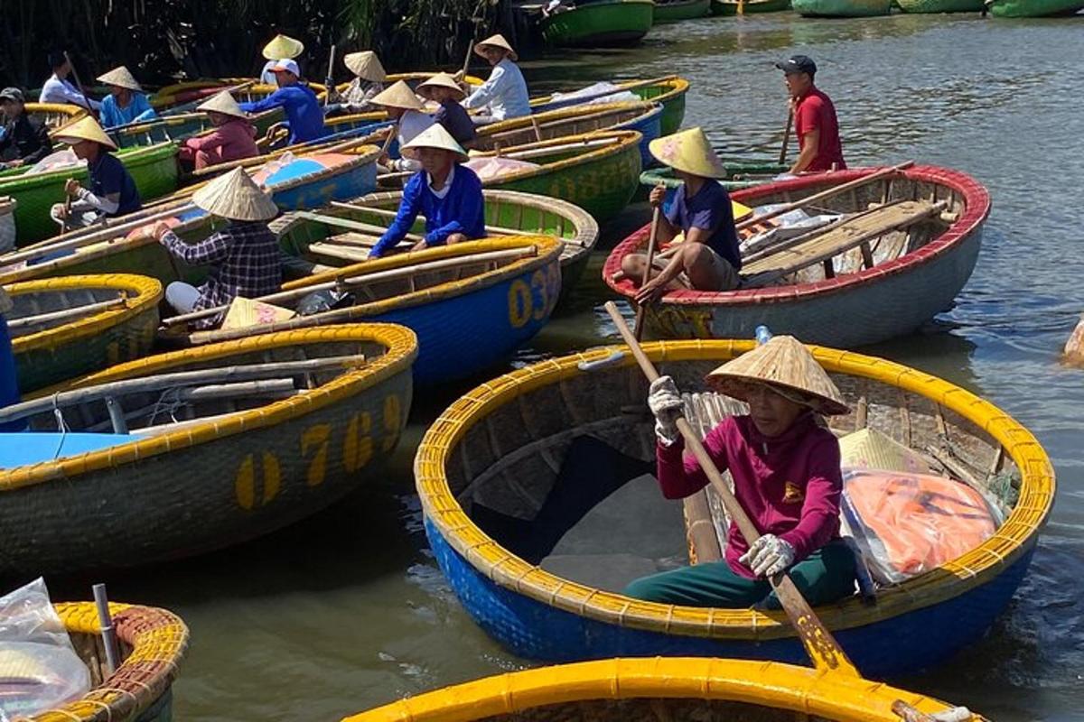 a group of people in boats in the water