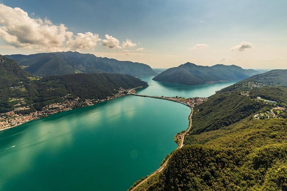 an aerial view of a large body of water