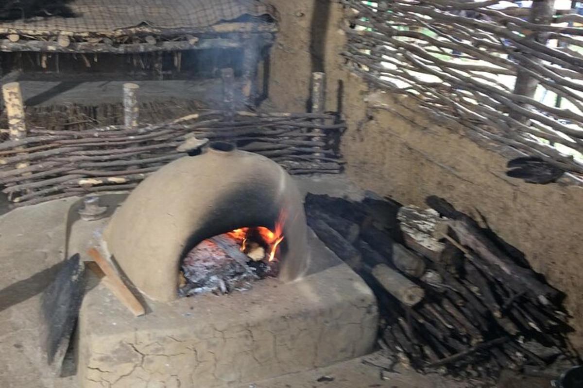 an oven with a fire inside of it