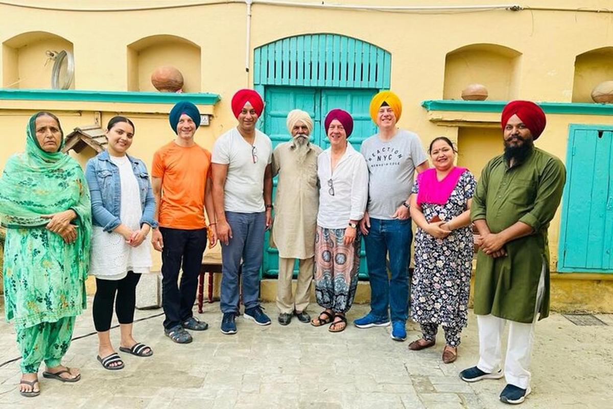 a group of people standing in front of a building