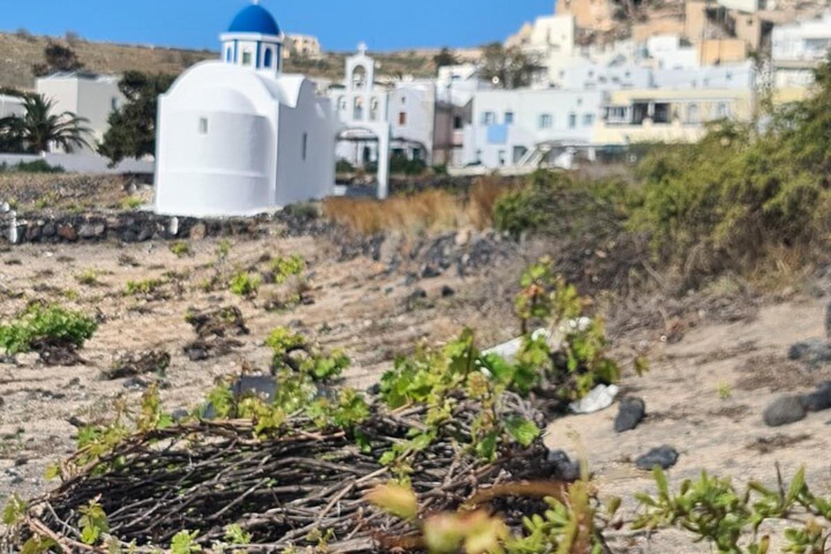 Una vista de un pueblo con un edificio blanco.