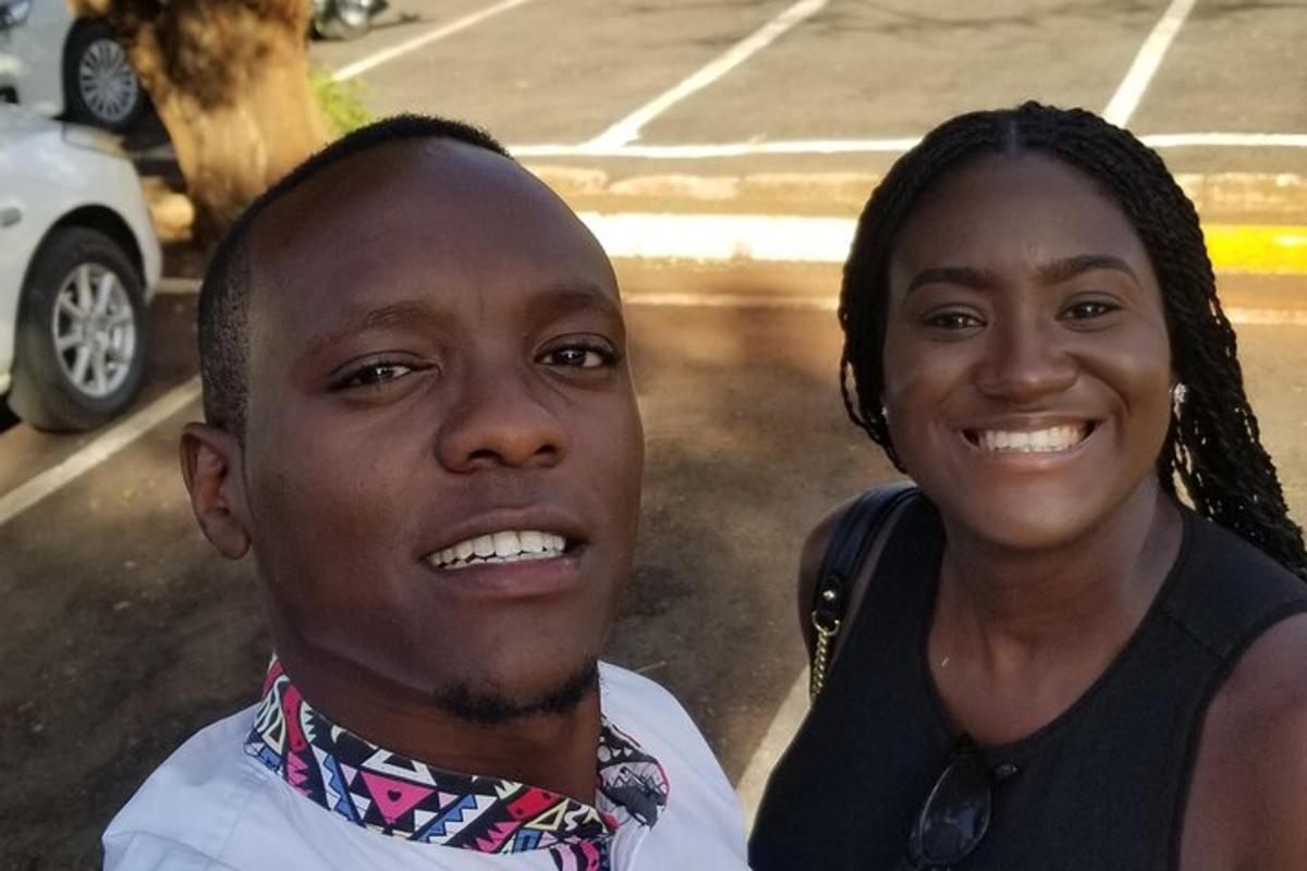 a man and a woman posing for a picture