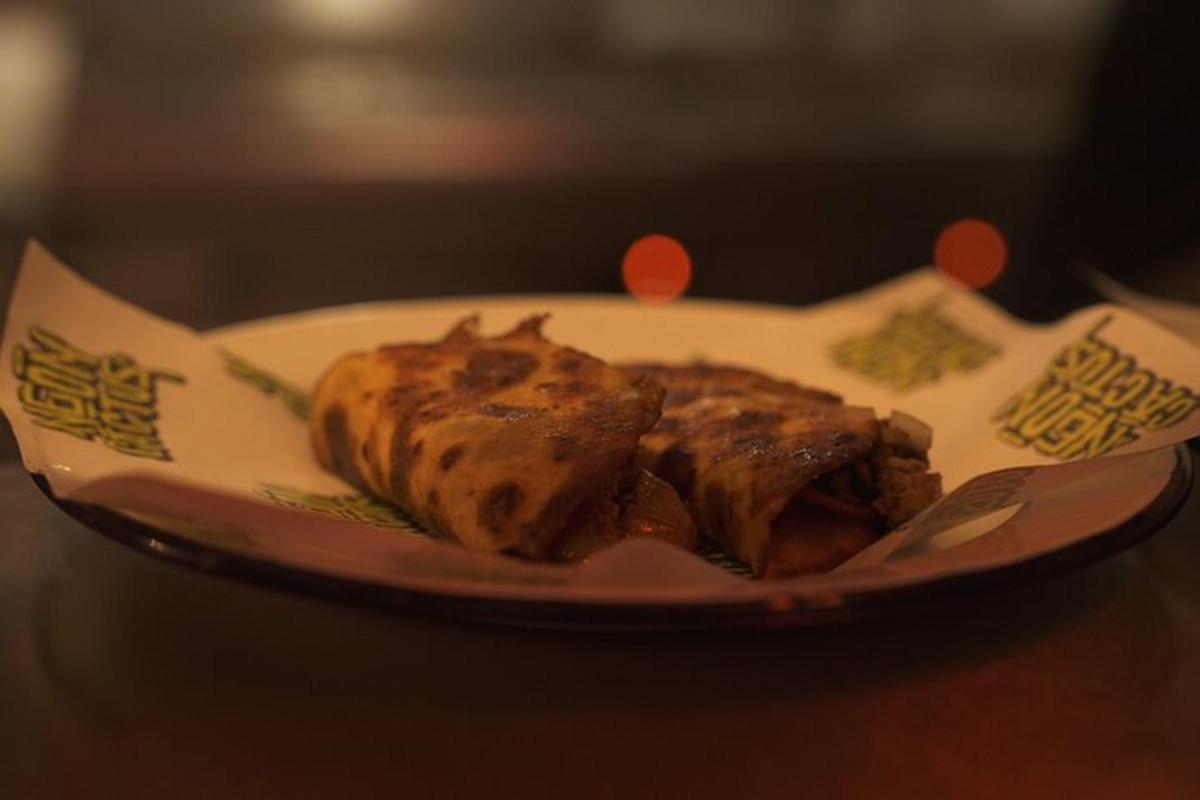 a plate of food sitting on a table