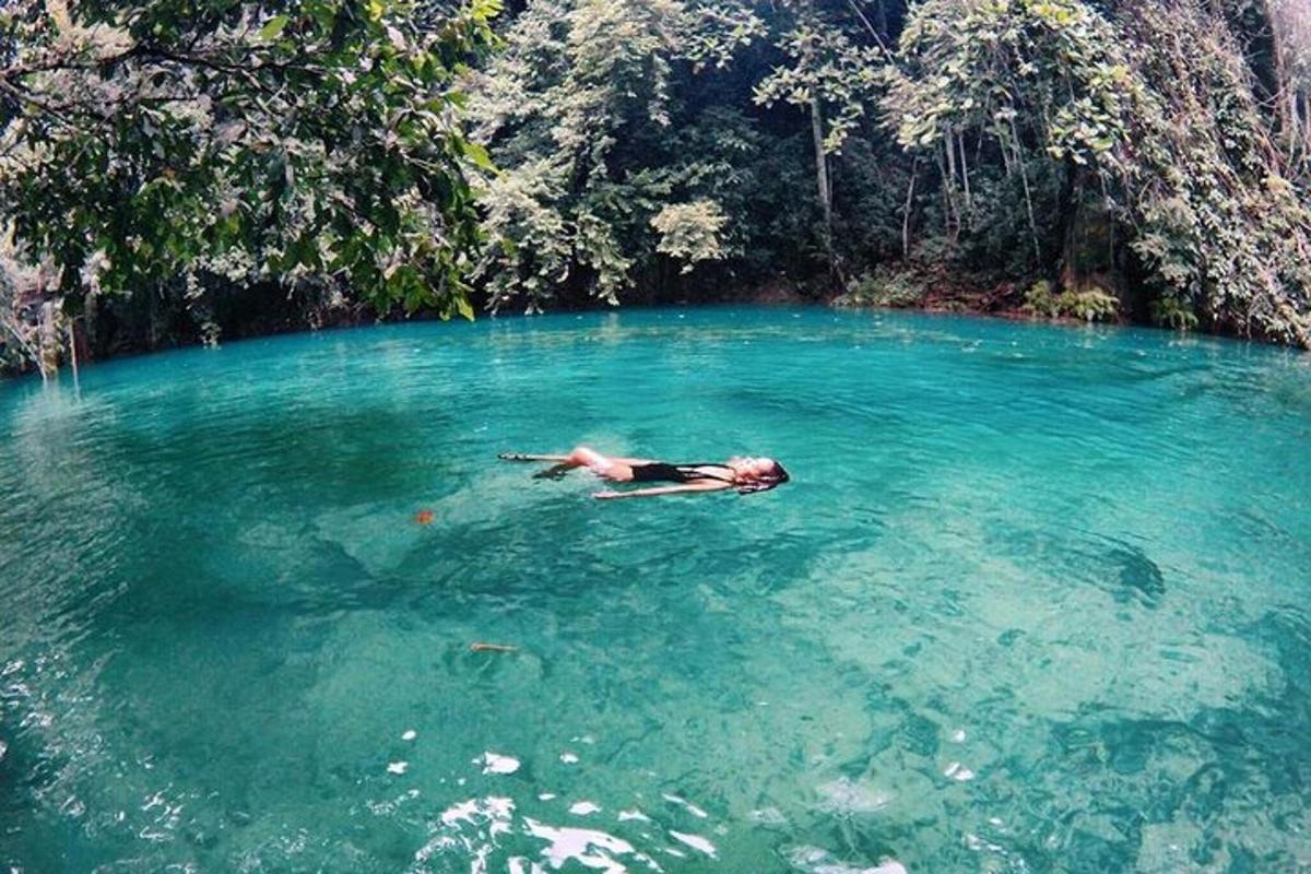 una persona nadando en un cuerpo de agua