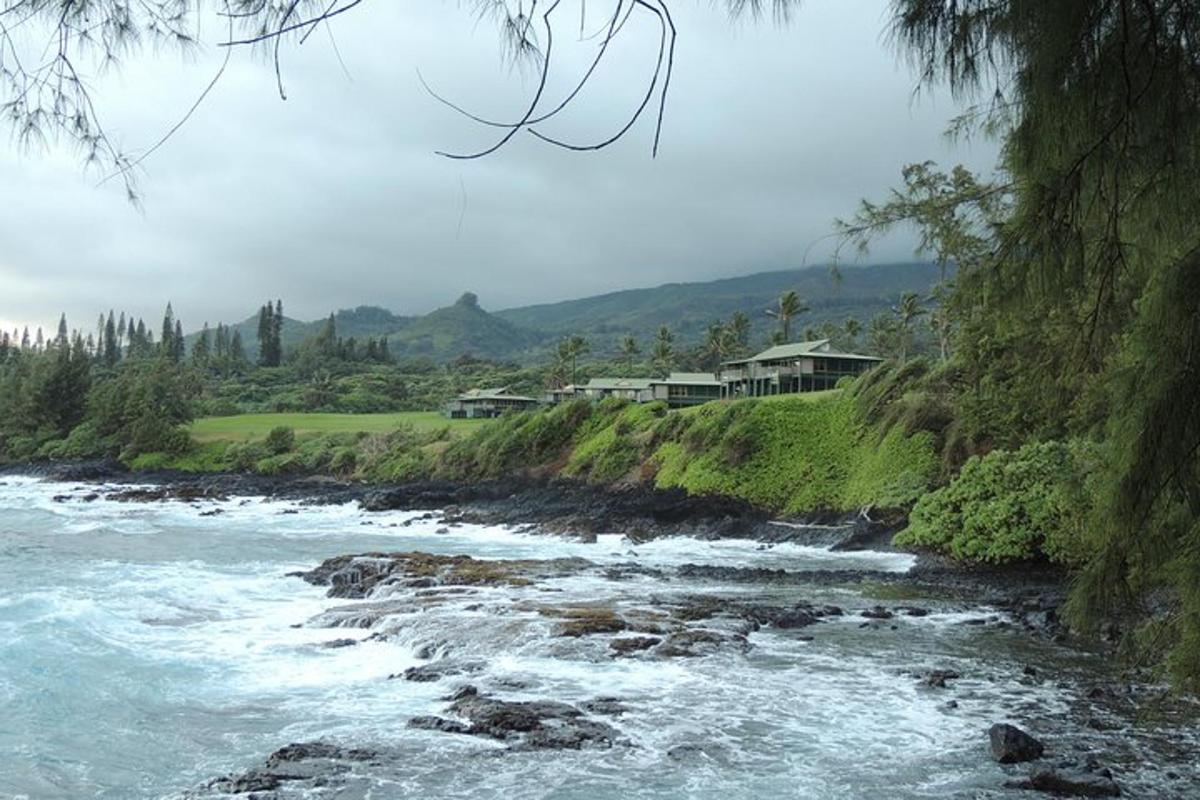 Una vista de un río con casas en una colina.