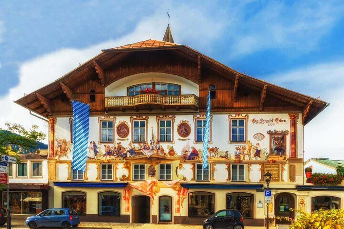 a building with decorations on the front of it