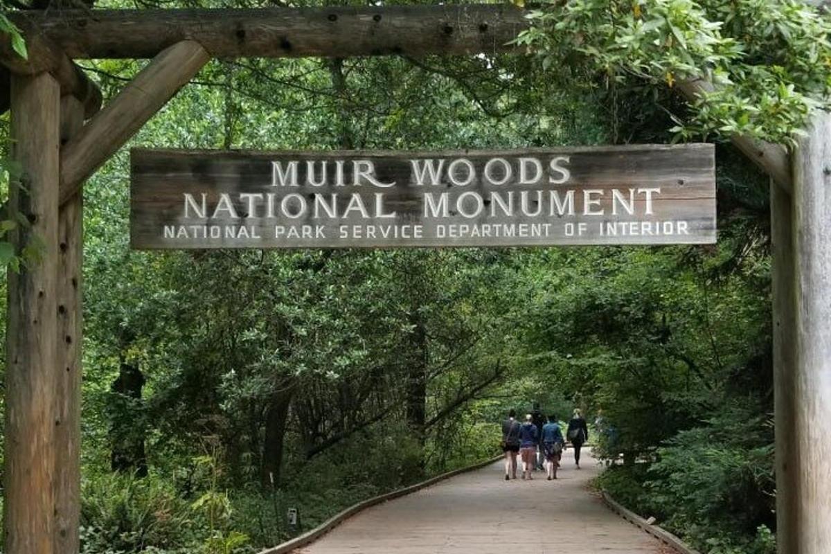 un cartello per il dipartimento degli interni del parco nazionale di Mirt Woods