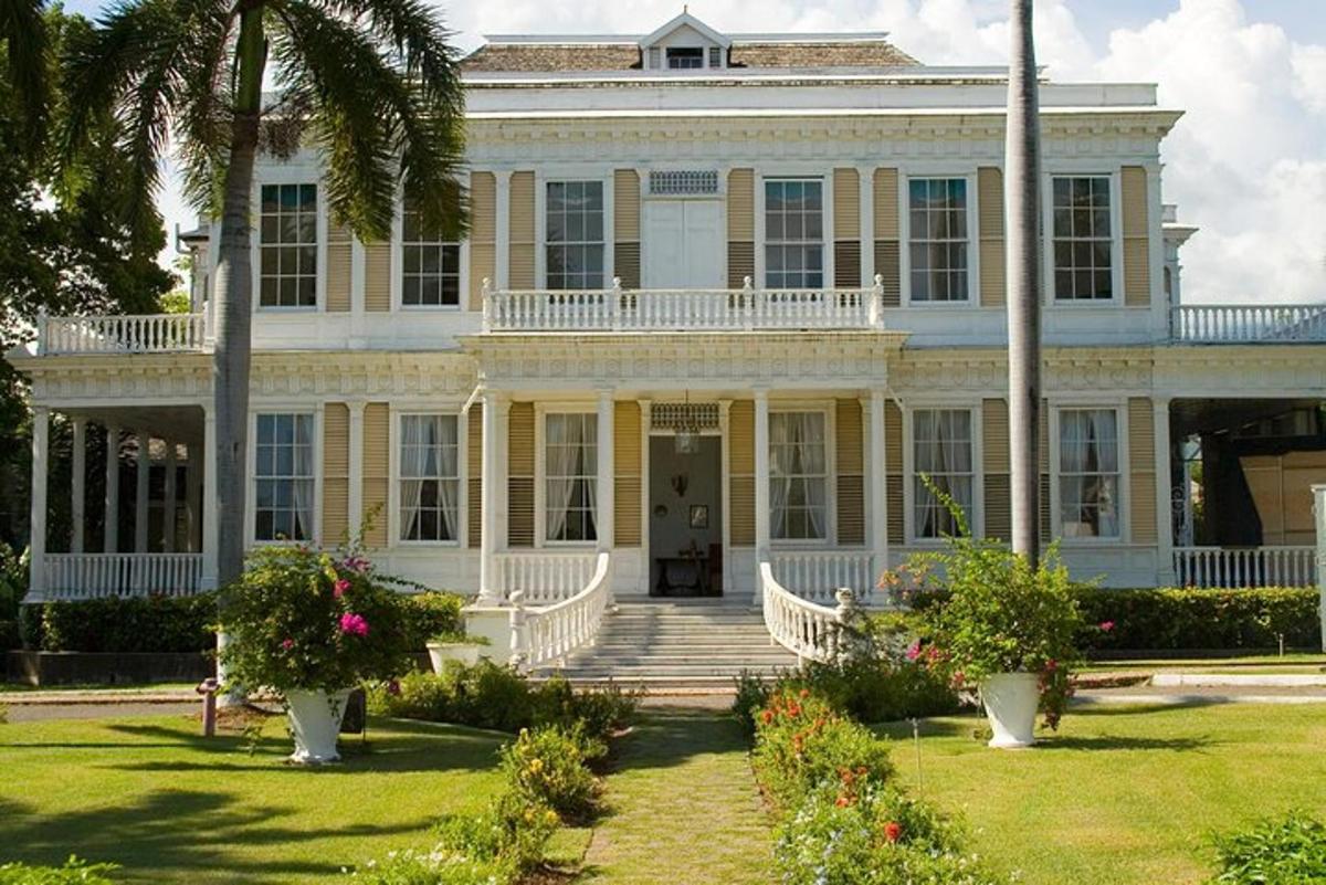una grande casa bianca con una palma