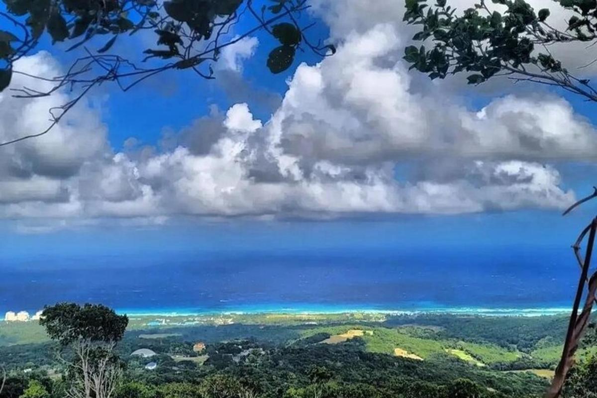 Una vista del océano desde la cima de una colina