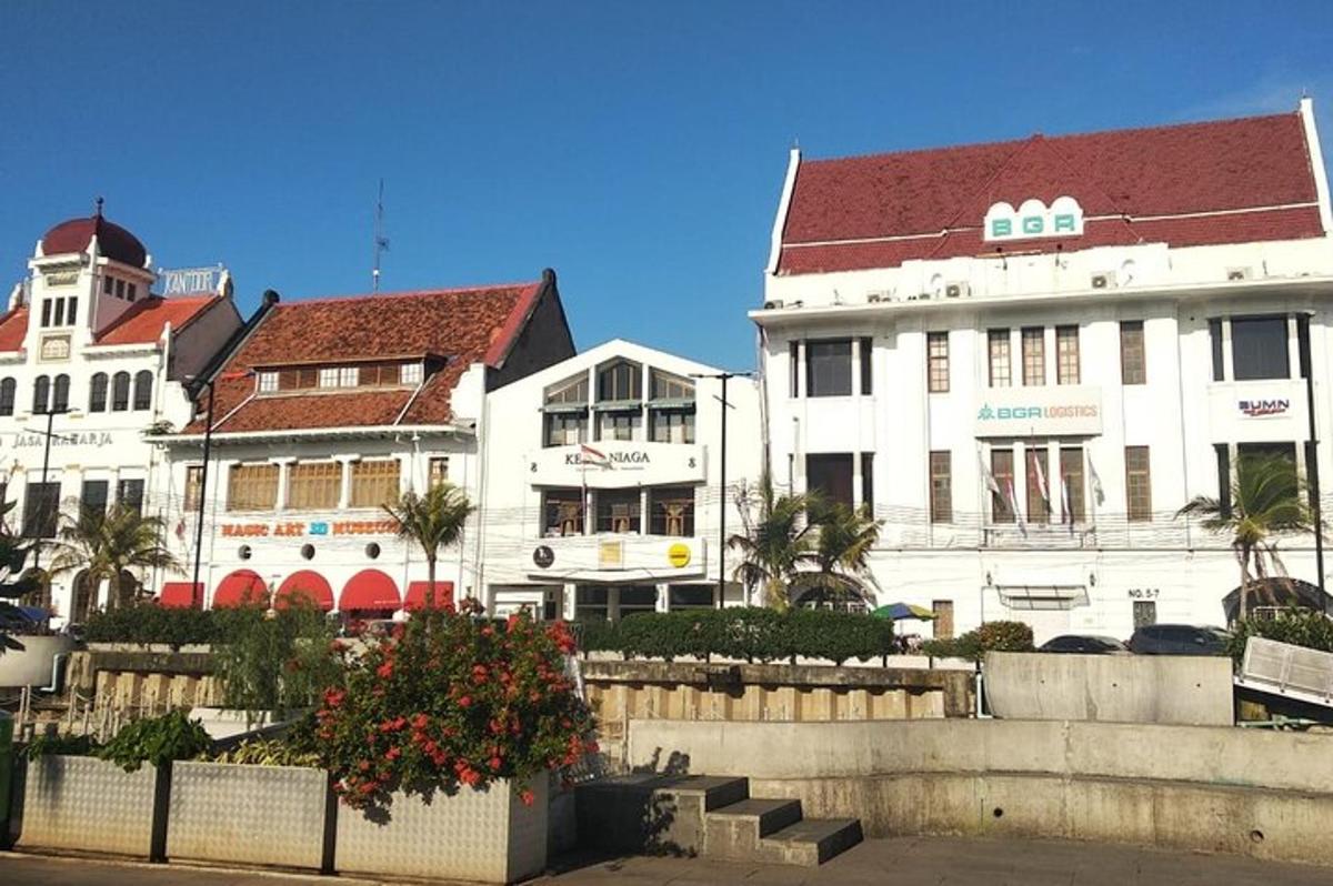 група будівель з пальмами перед ними
