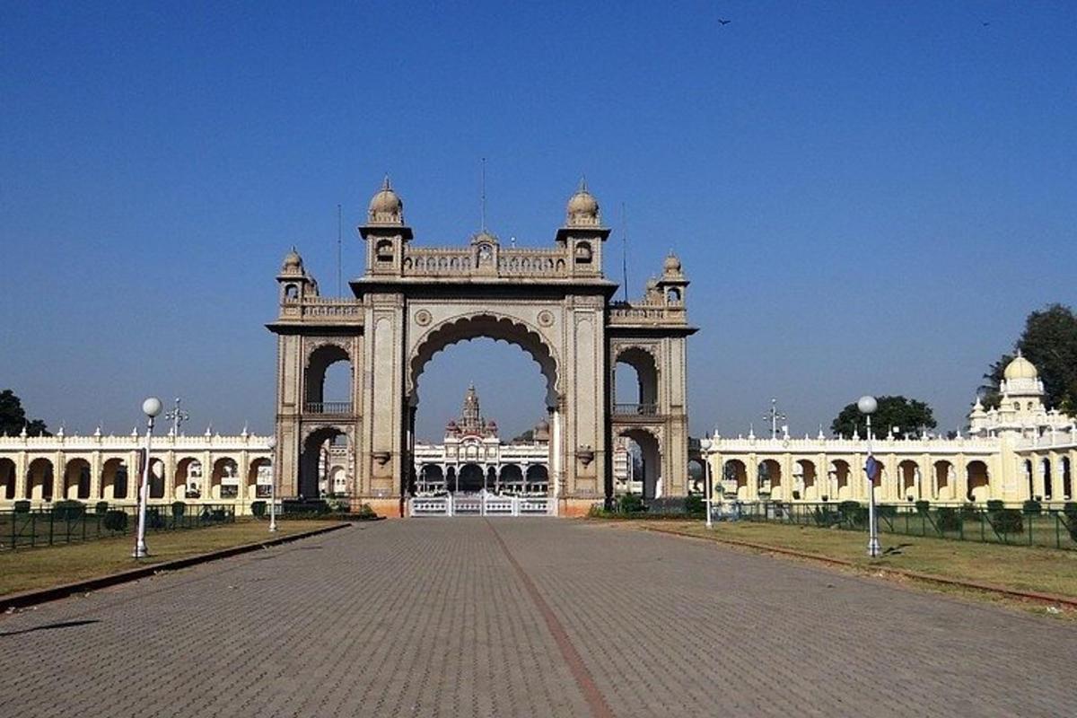 a large building with an arch in the middle