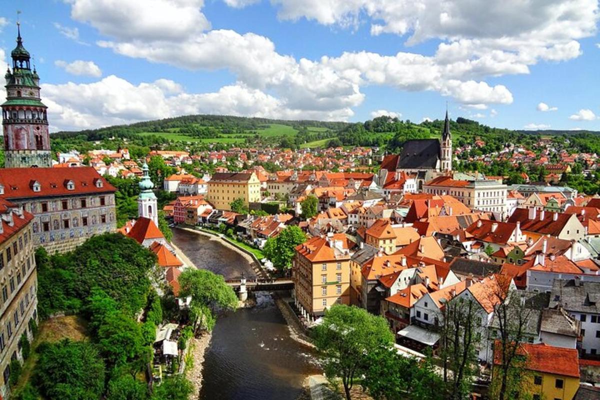 a view of a city with a river and buildings