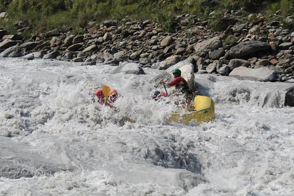 two people on a raft in a river