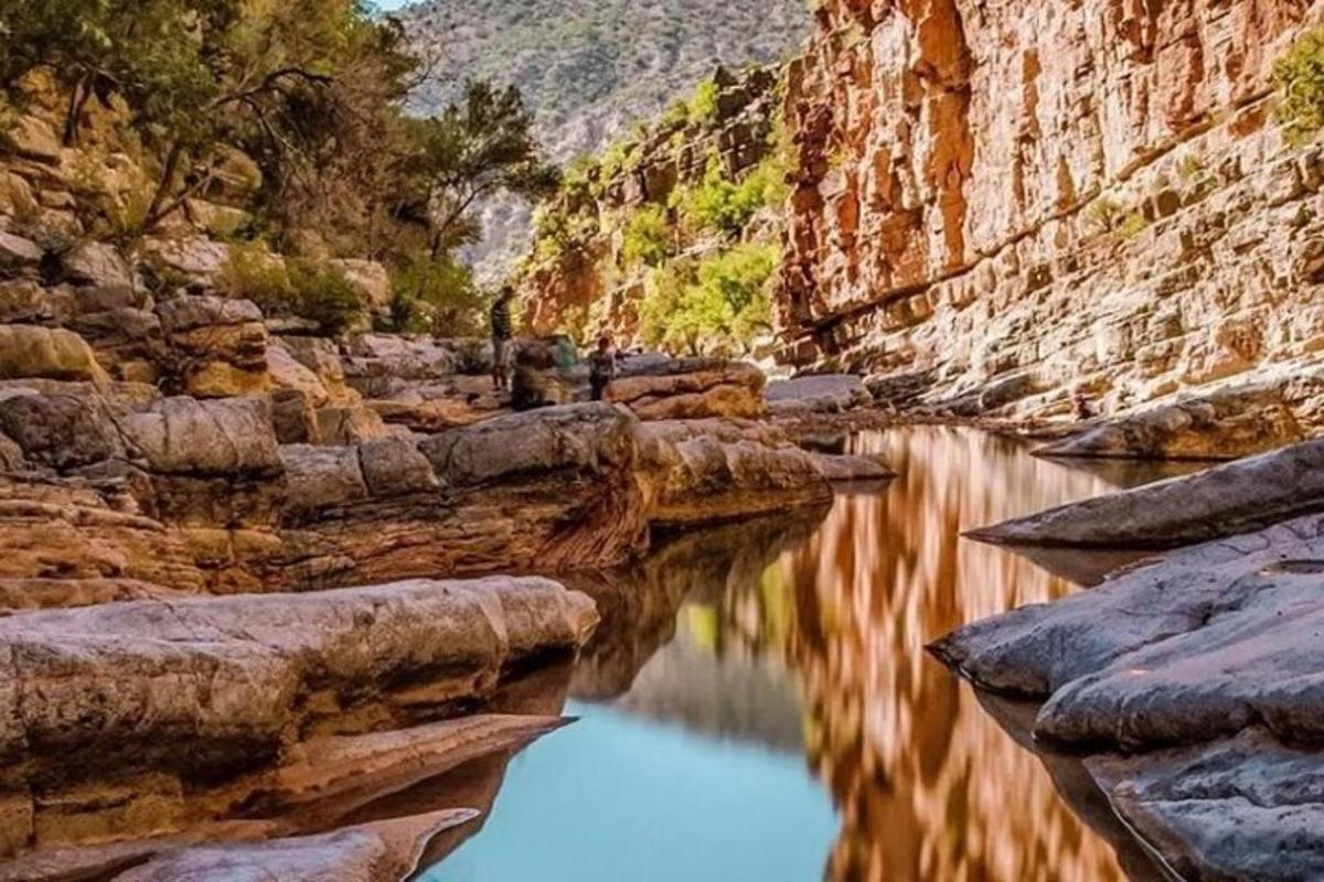 a view of a river in a canyon