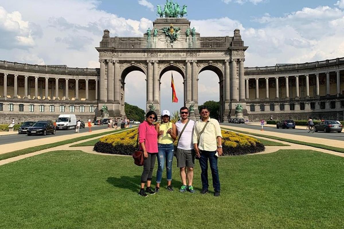 a group of people standing in front of a building