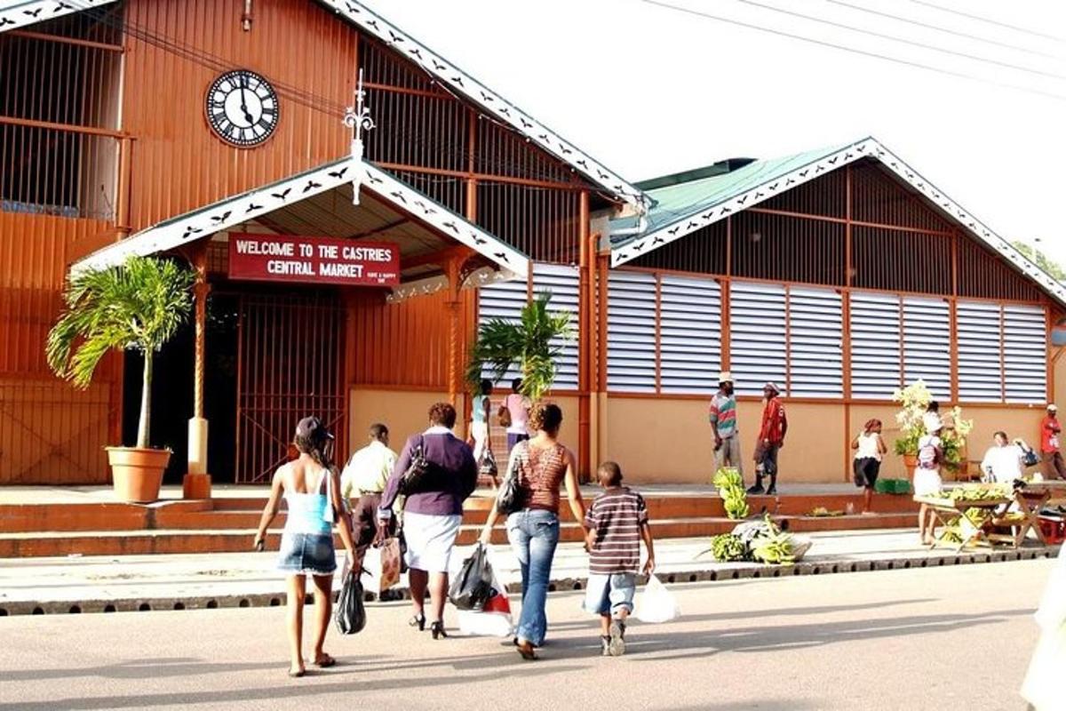 a group of people walking in front of a building