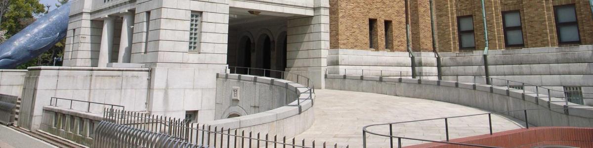 a building with a spiral staircase in front of a building