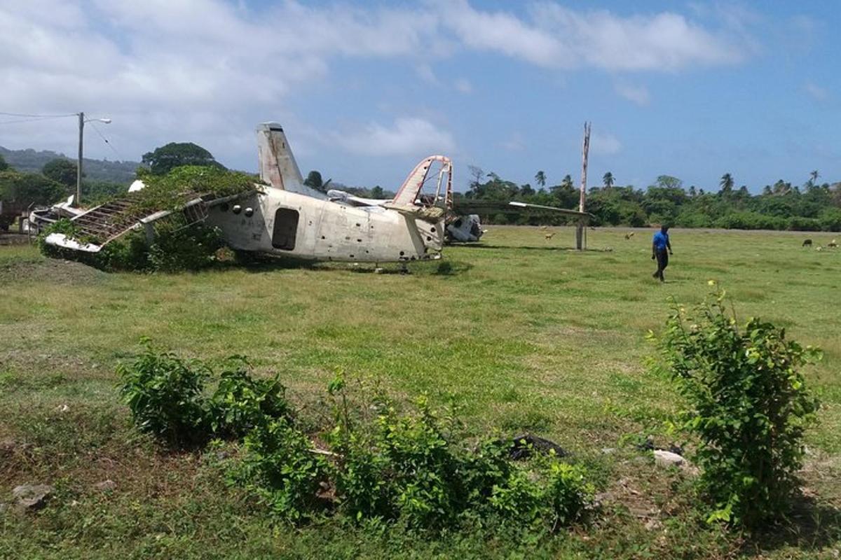 a plane that is sitting in a field