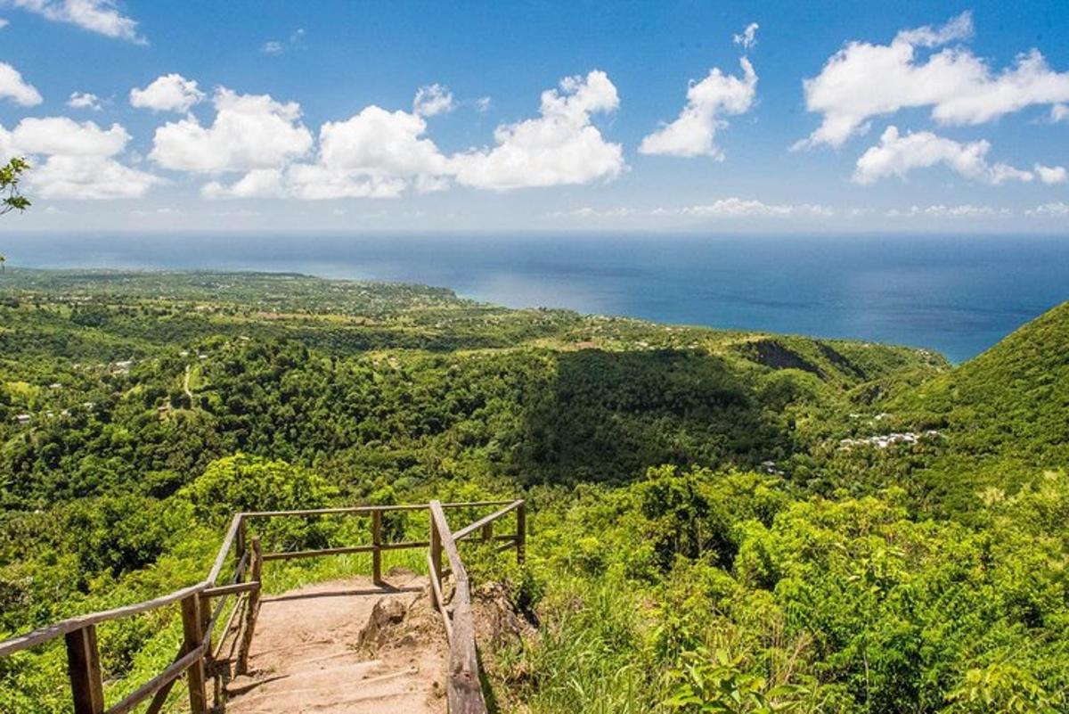 a view of the ocean from the top of a hill