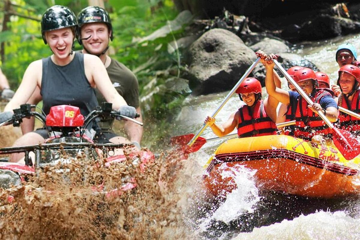 eine Gruppe von Menschen auf einem Floß in einem Fluss