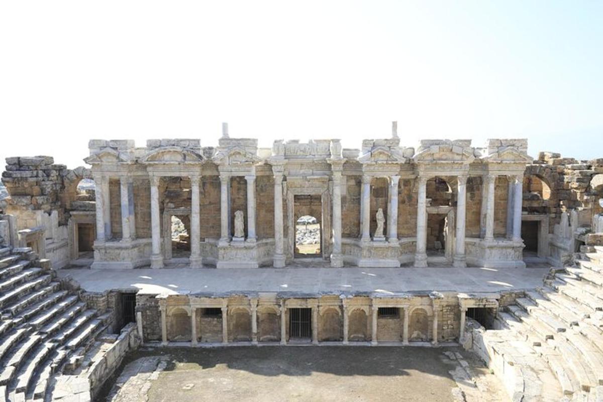 an aerial view of the ancient amphitheater