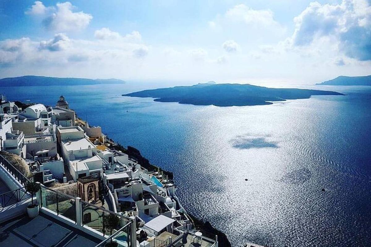 an aerial view of a island in the water