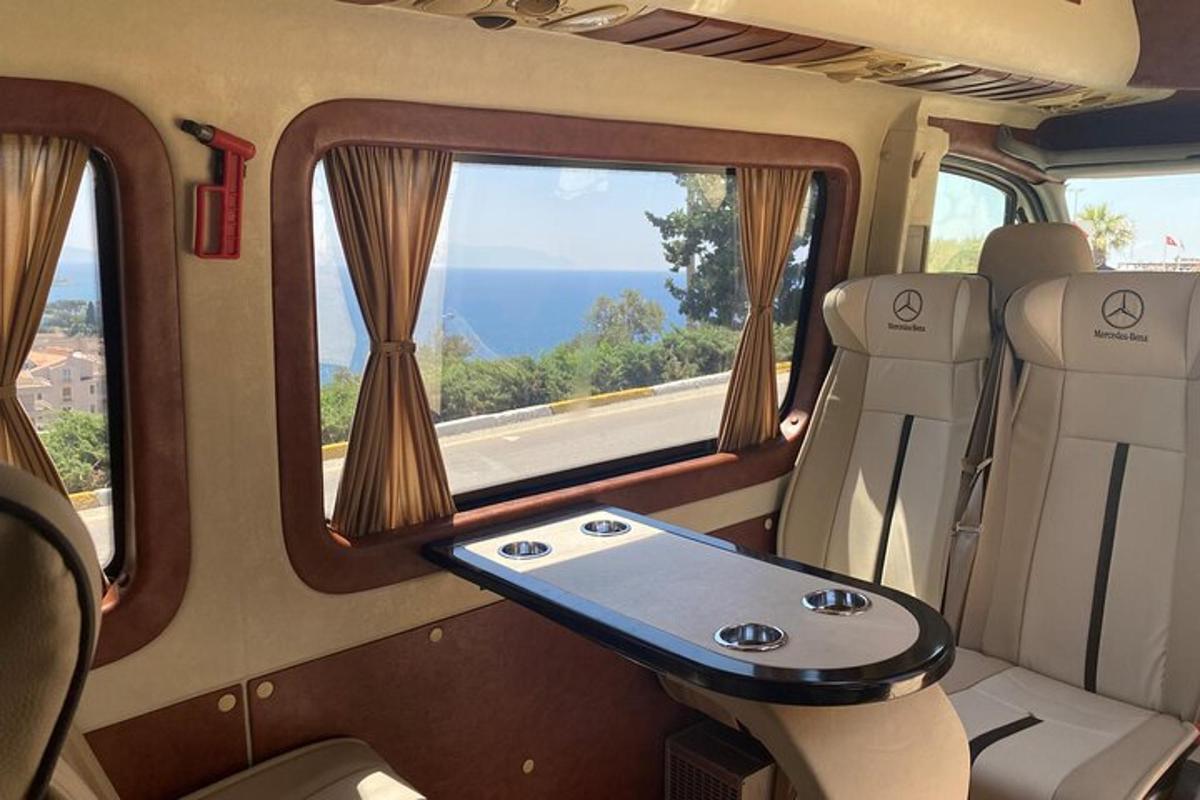 a view from the backseat of an rv with a table