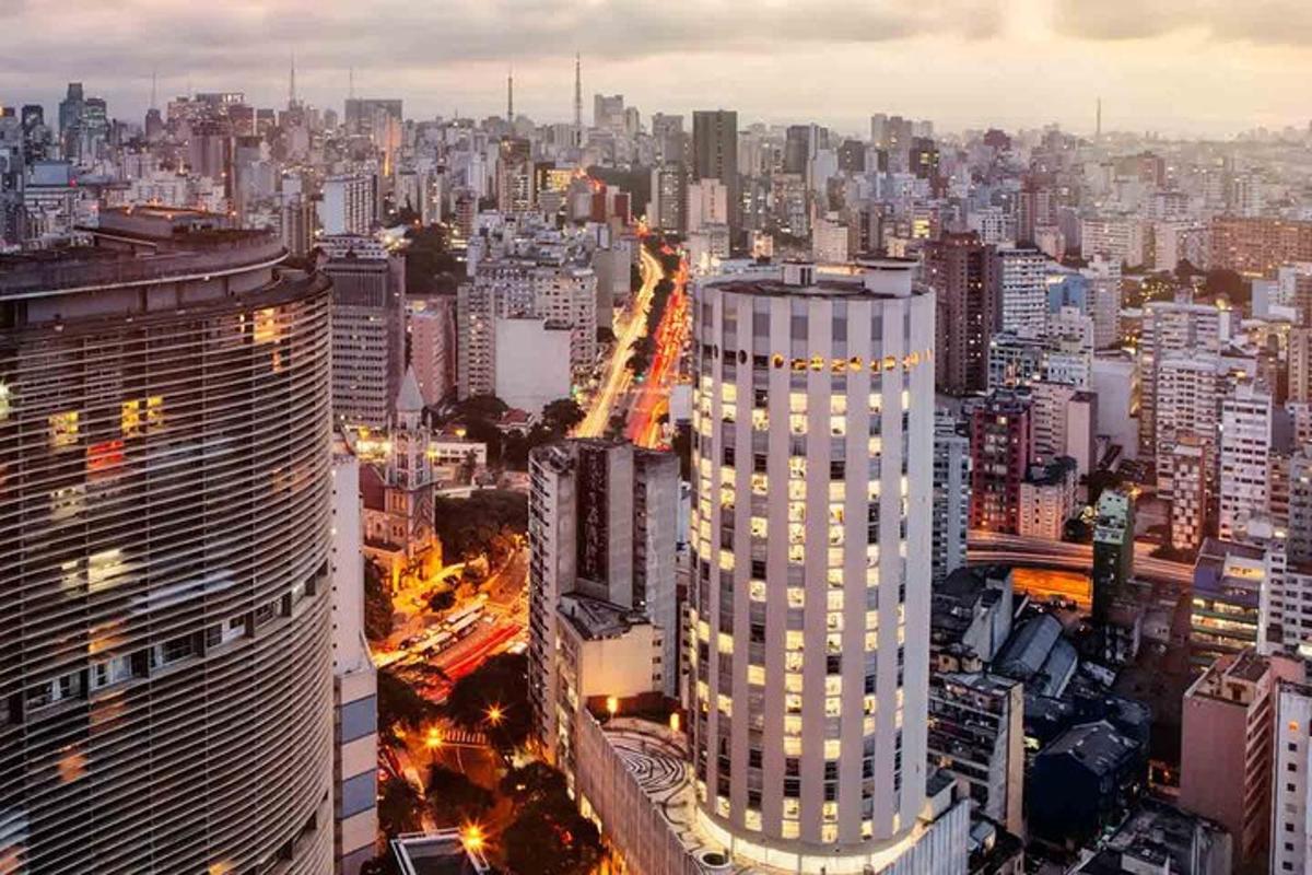 a view of a large city at night