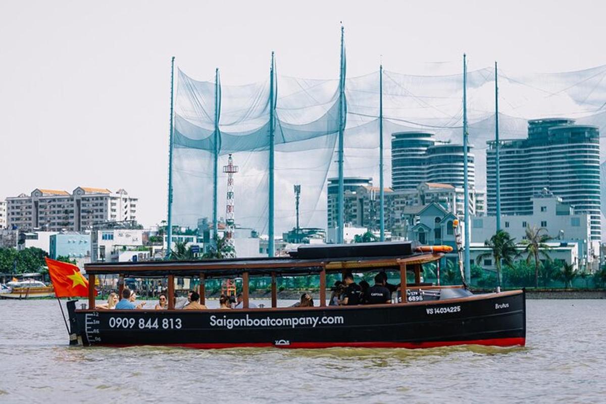 a boat in the water with people on it