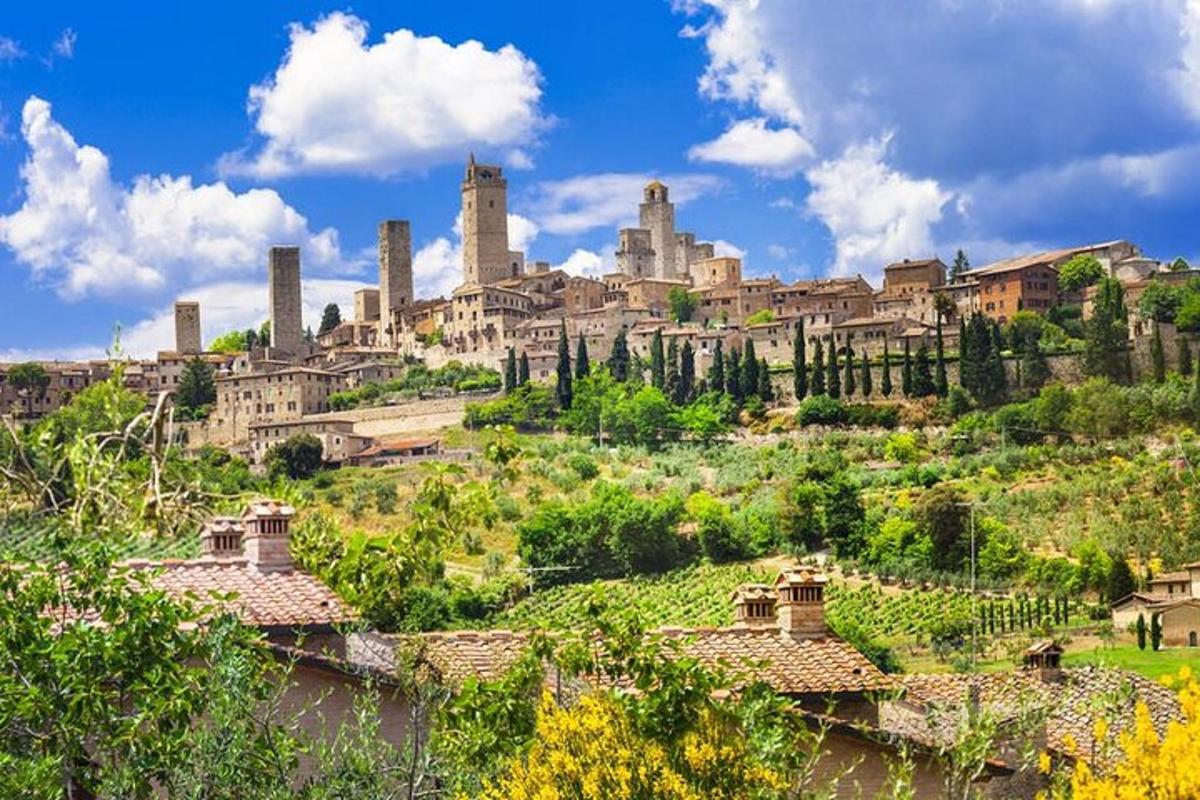 una vista d'una ciutat dalt d'un turó amb edificis