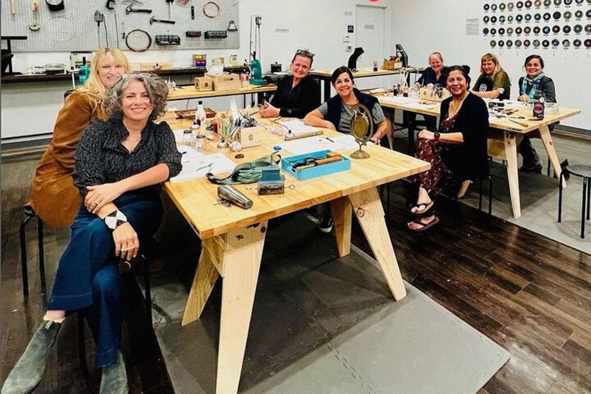 a group of people sitting at a table