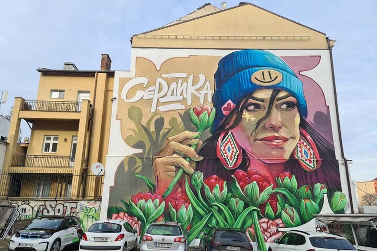 a mural of a woman on the side of a building