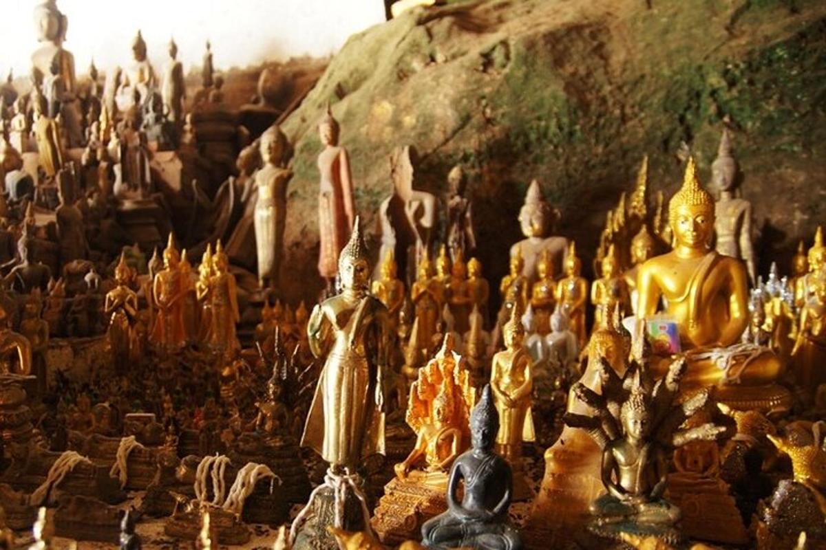 a pile of figurines on display in a museum