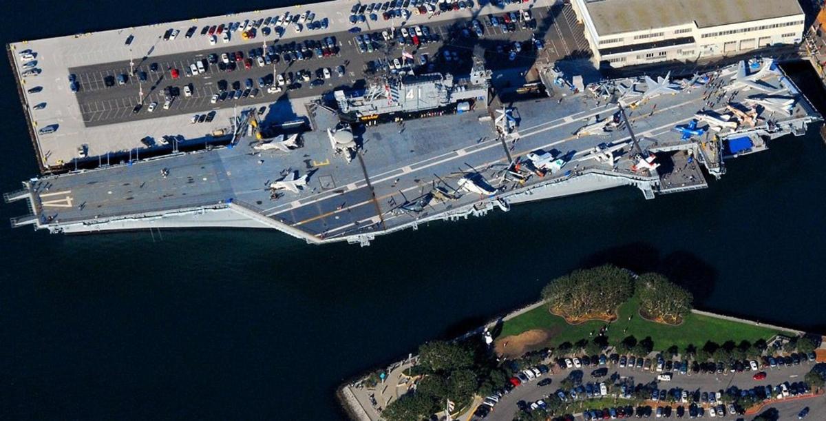 an overhead view of a cruise ship in the water