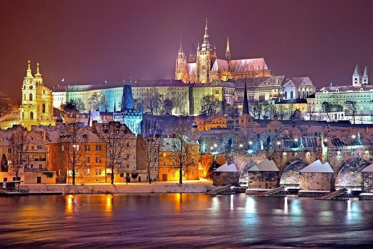 a view of a city at night