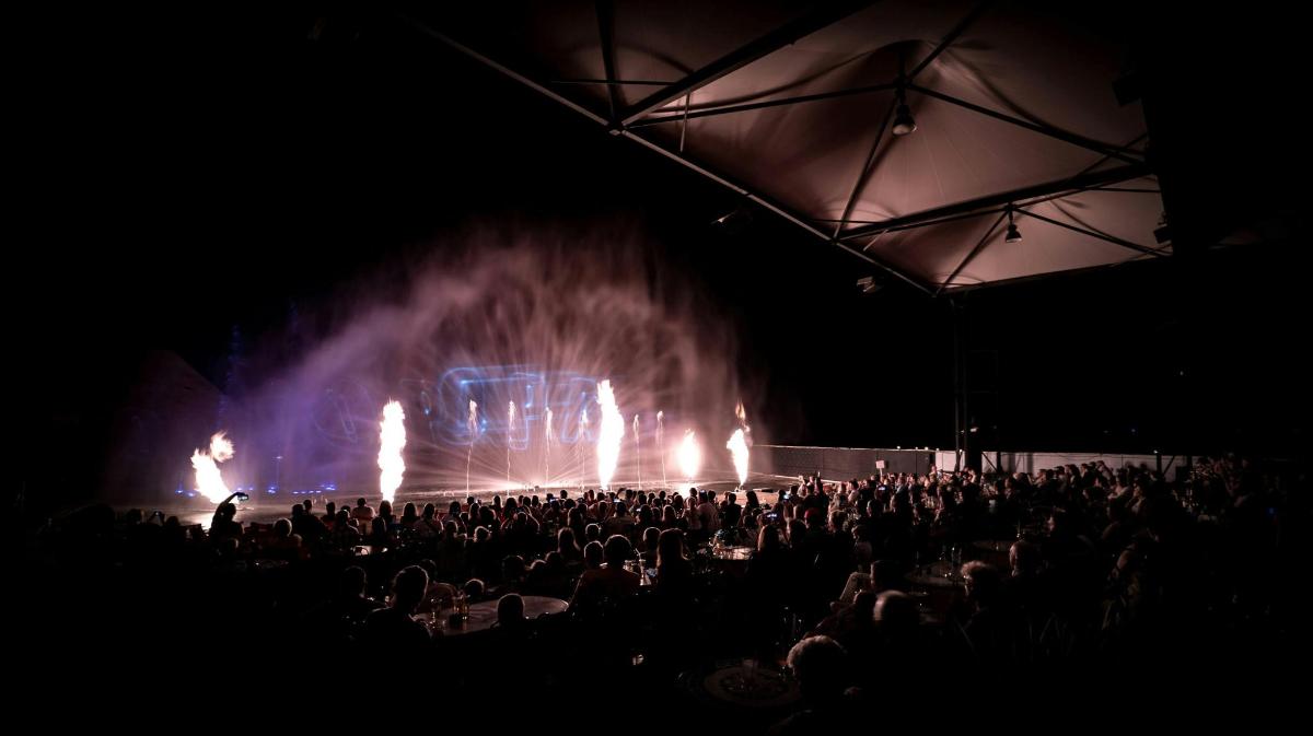 a crowd of people watching a performance at a concert