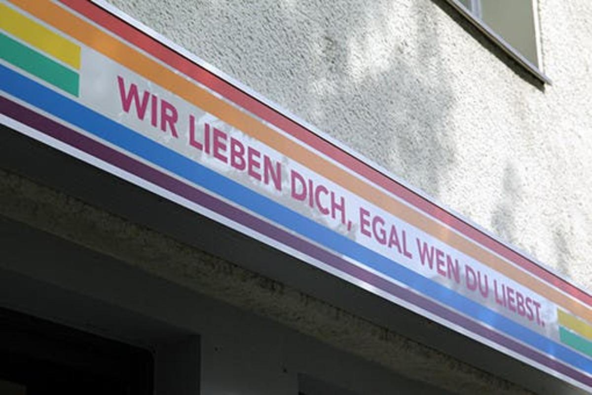 a sign on the side of a building