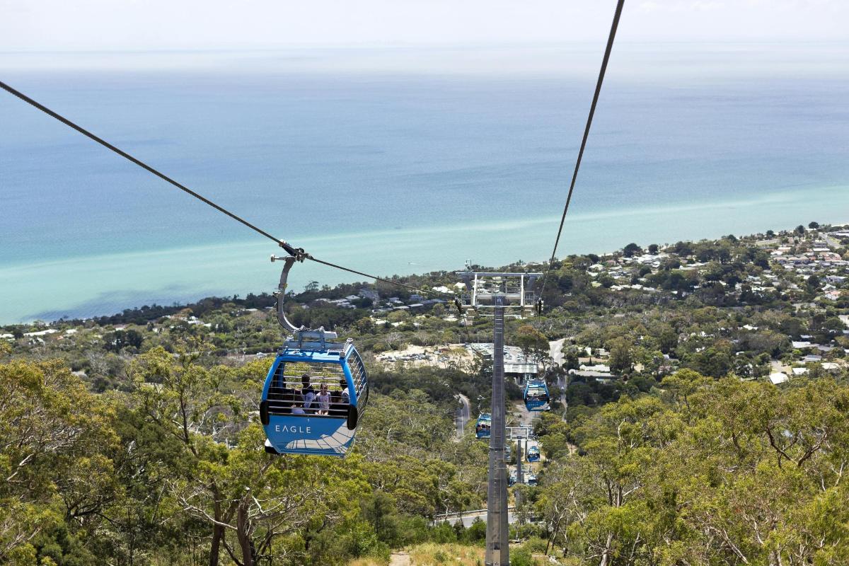 a gondola ride in the sky over the ocean